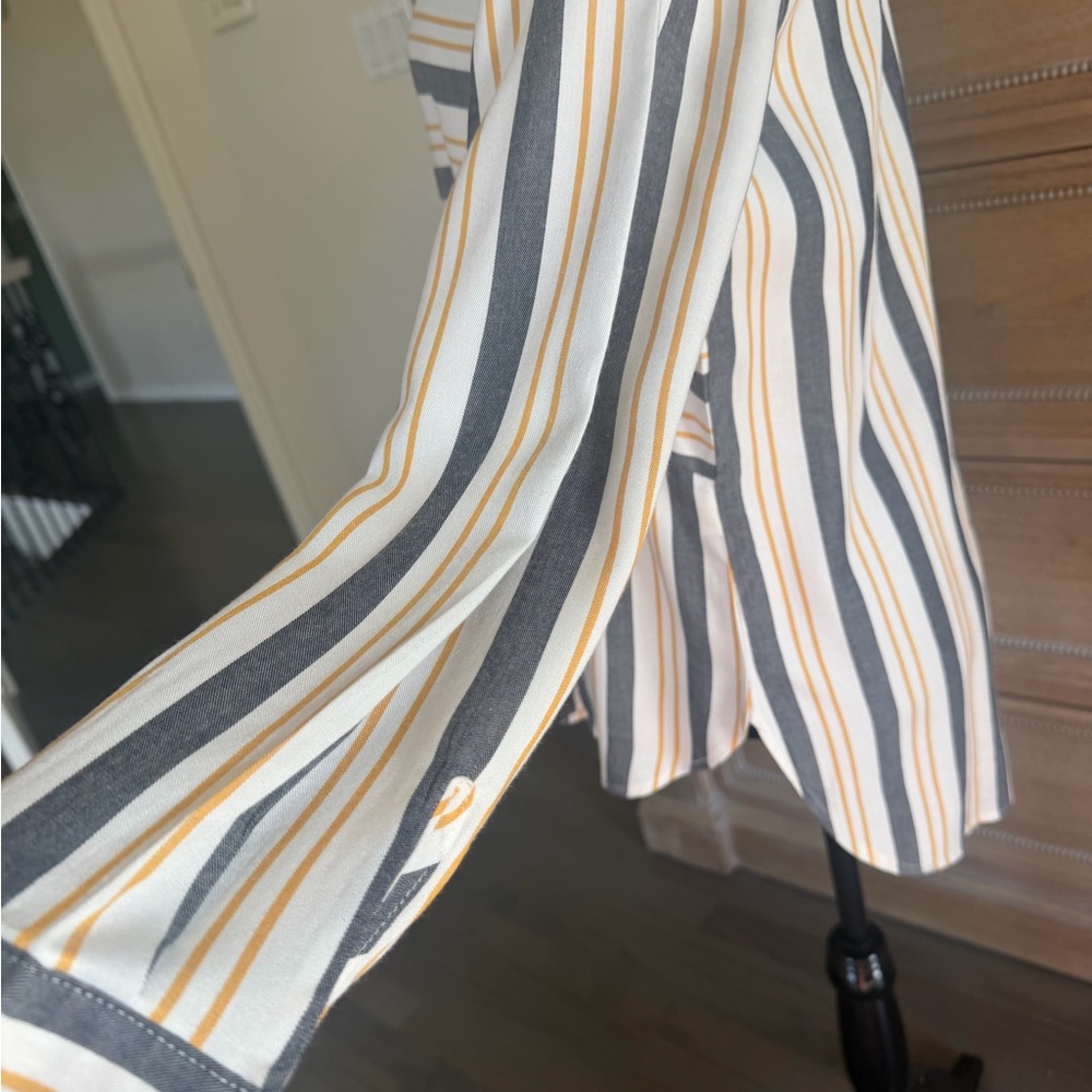 Striped Long Sleeve women hi/low Blouse - Picture 4 of 6